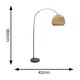 image 2 of ValueLights Louis Black Arched Curved Floor Lamp with Natural Rope Dome Lamp Shade Brown
