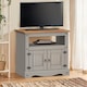 image 1 of Mercers Furniture Corona Grey Wax Straight TV Unit 2 Door 1 Open Shelf Cabinet Stand Solid Wood Pine Wooden with Mexican Styling