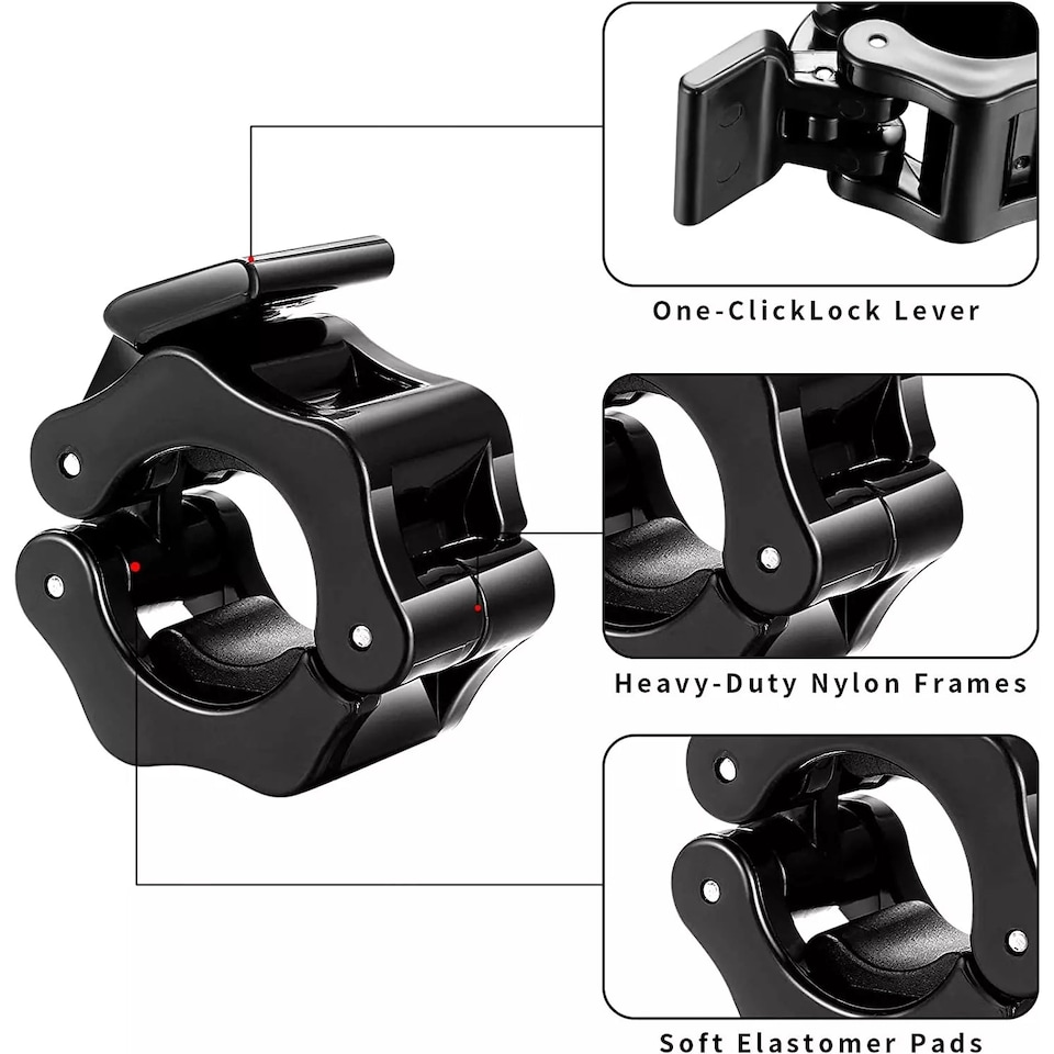 image 1 of GYM SETS Olympic Barbell Collars Pair | Black Barbell Collars