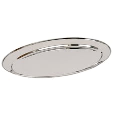 Argon Tableware Oval Stainless Steel Serving Platter - 60cm x 41cm | Silver | Silver