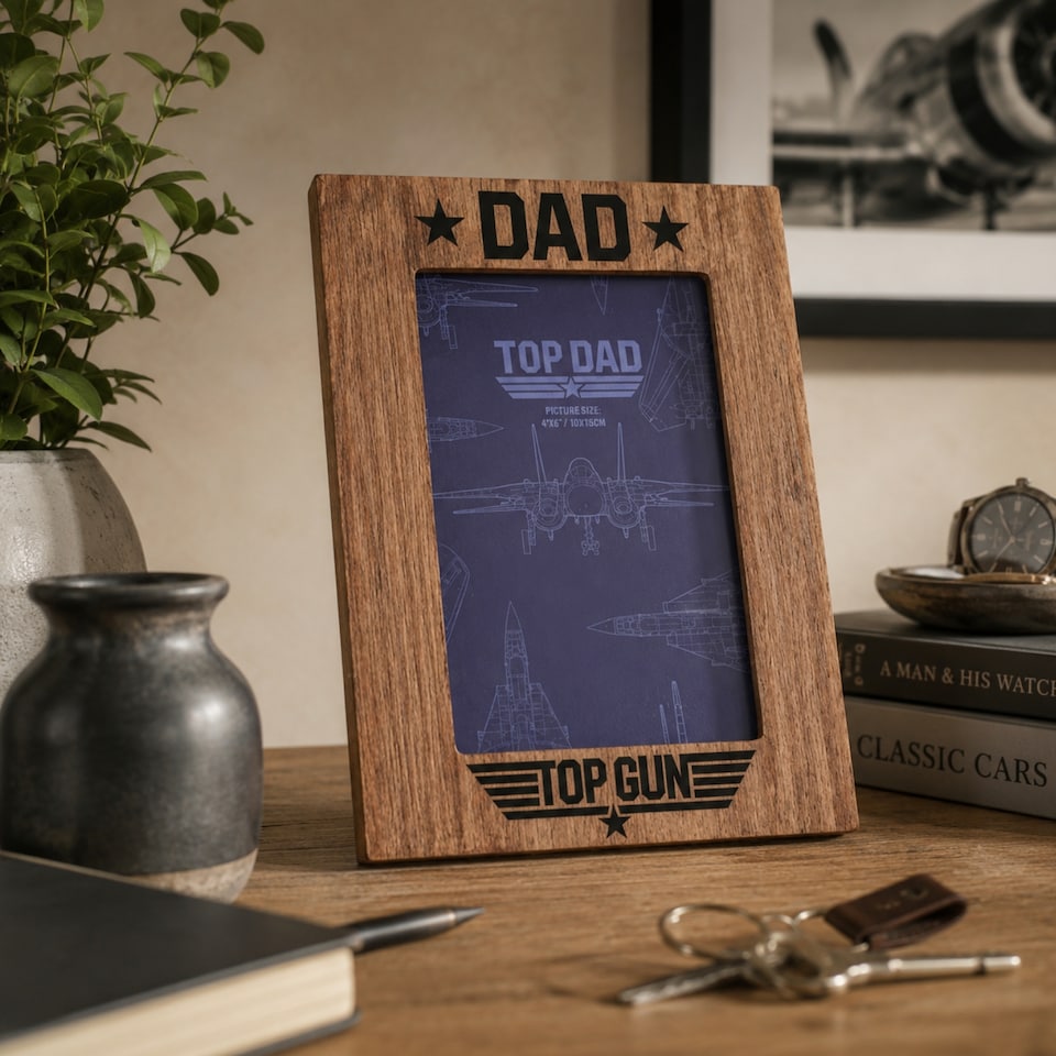 image 1 of Top Gun Top Dad Photo Frame Brown