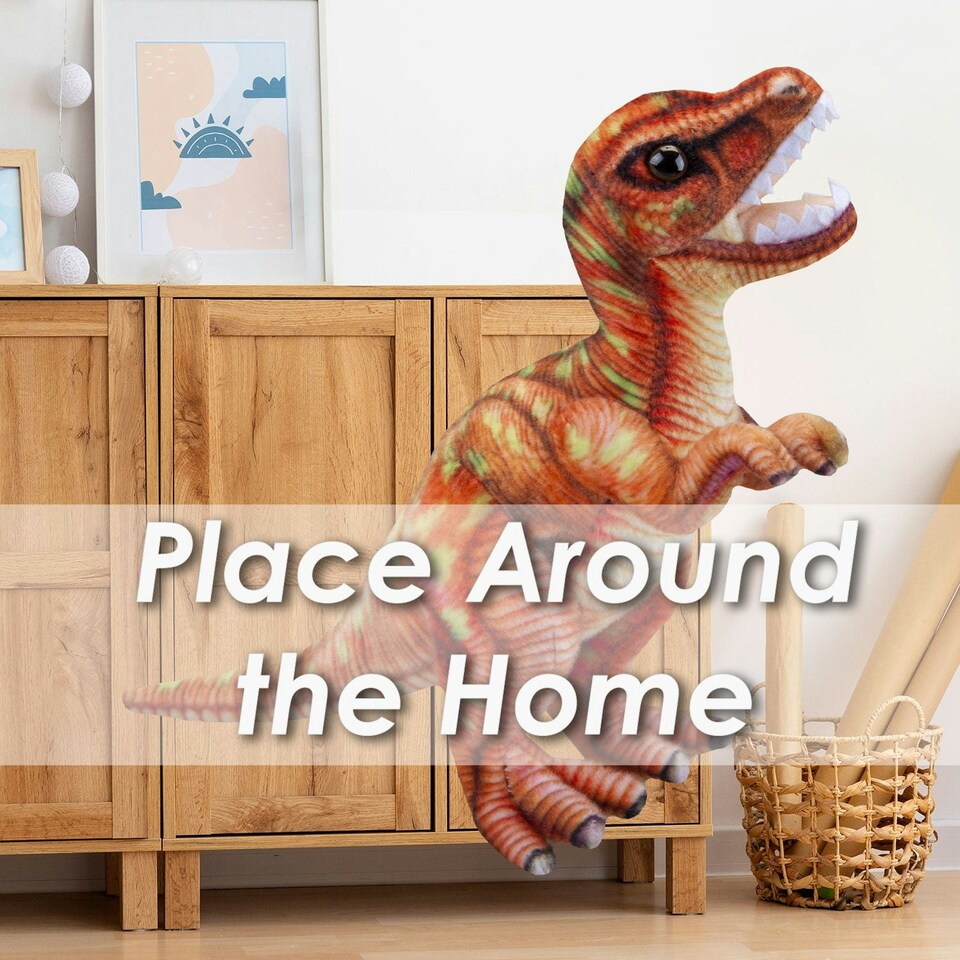 image 1 of T-Rex Dinosaur Soft Toy Dinosaur Skeleton Body Plush Cuddly Plushie 25cm Brown