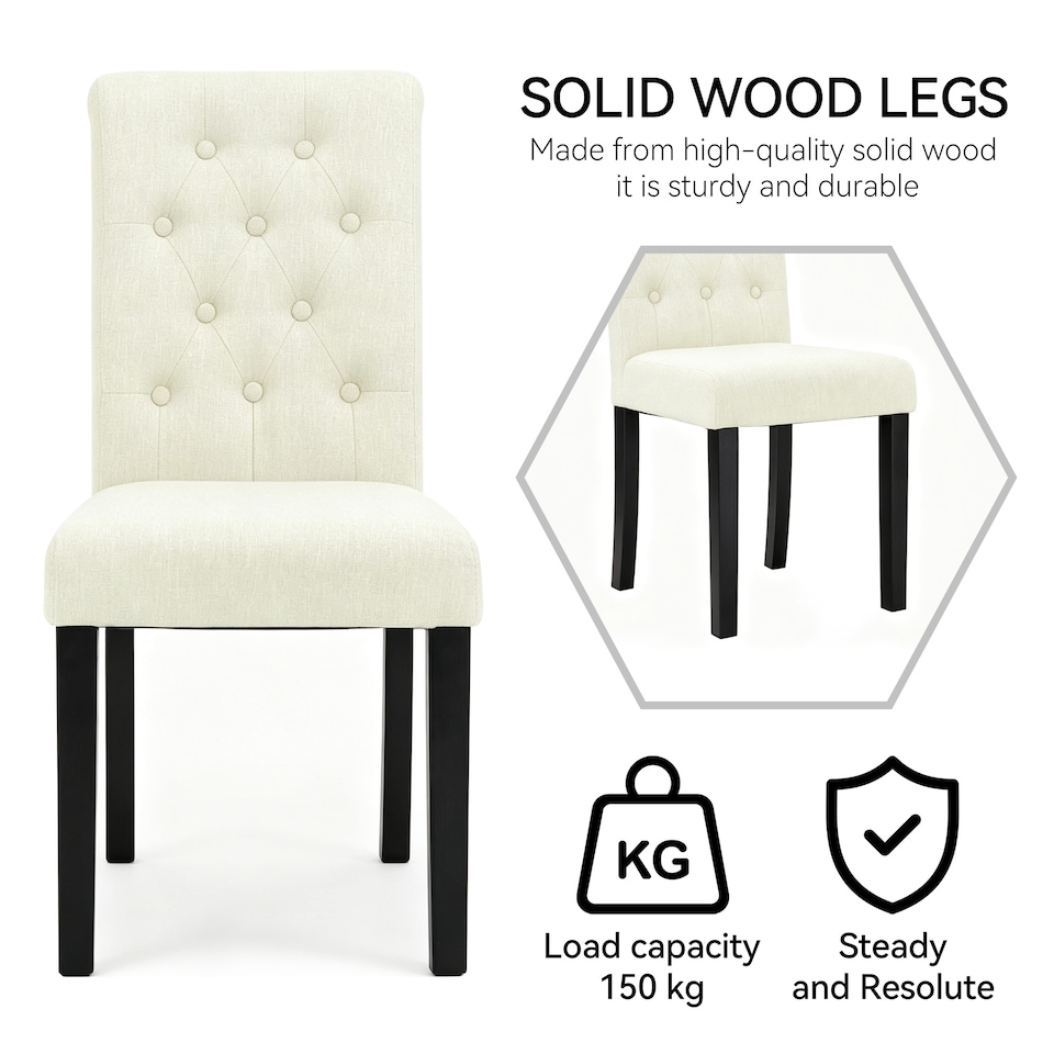 image 1 of MCC Direct Set of 2 Fabric Linen Button Back Kitchen Dining Chairs