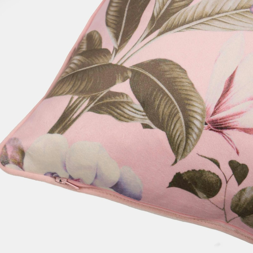 image 1 of OHS 2 x Floral Botanics Matte Velvet Filled Cushions, 45x45cm - Blush Pink Pink | Blush Pink | 45x45cm