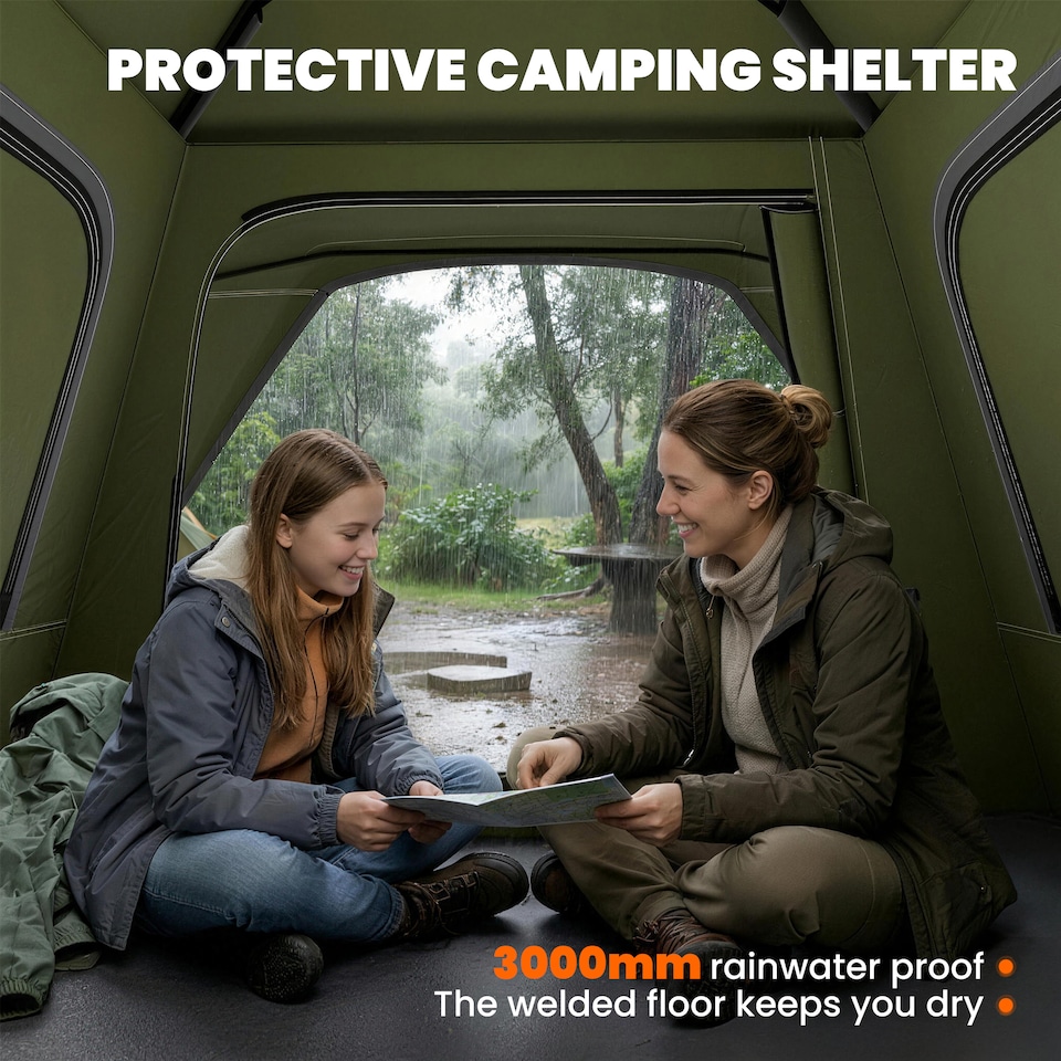 image 1 of Outsunny Pop Up Tent Waterproof Instant Camping Tents 2-3 People Green
