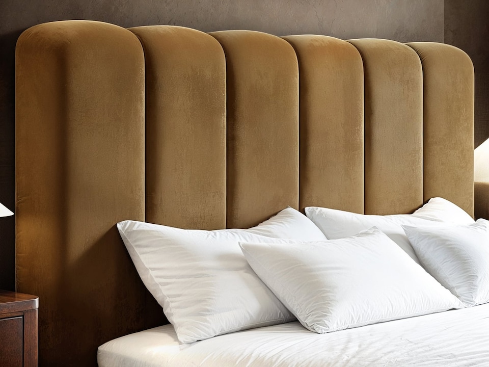 image 1 of SOLACE+CO Emilie Ribbed Ottoman Kingsize Bed Mocha Velvet