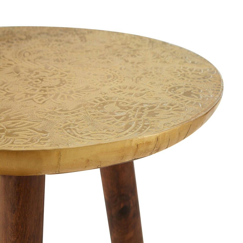 image 1 of Interiors by Premier Classic Profile Metal And Gold Finish Carve Side Table, Versatile Side Table By Couch, Sturdy Corner Table