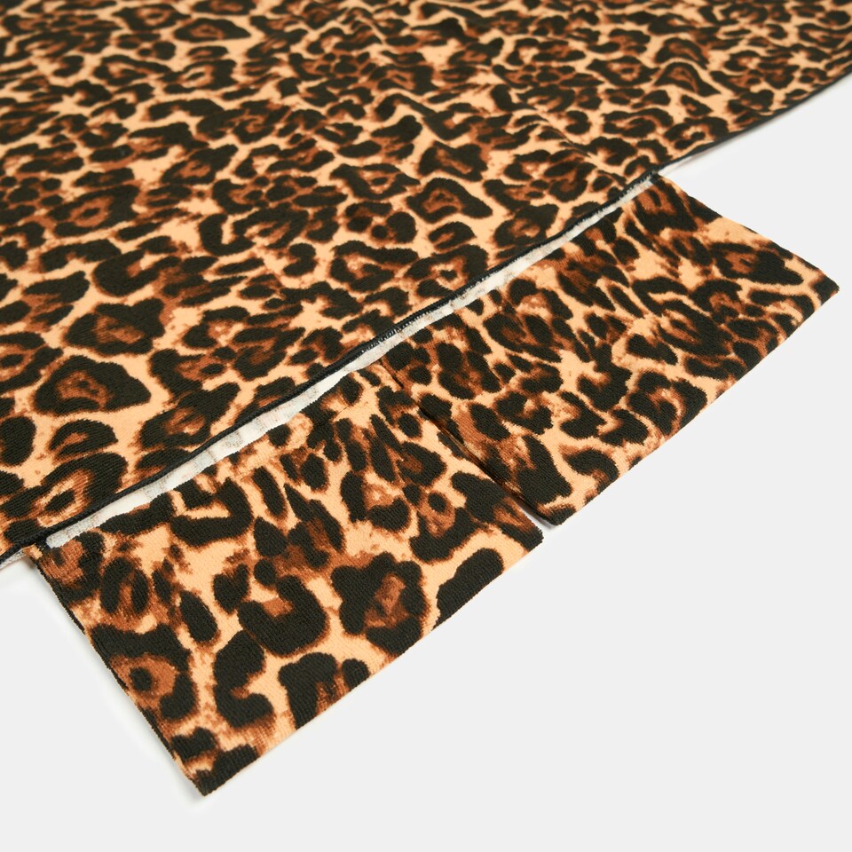 image 1 of OHS Leopard Print Microfibre Quick Dry Spa Bath Beach Chair Cover Towel Bag Brown