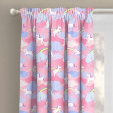 Velosso Unicorn Rainbow Pencil Pleat Curtains - 168cm x 137cm Multi