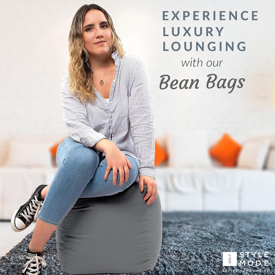 image 1 of Outdoor Bean Bag Footstool Pouffe Water-Resistant 40x40cm | Silver