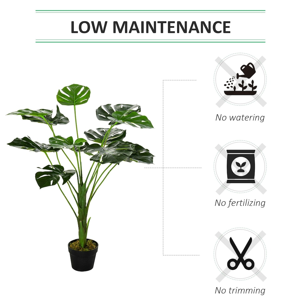image 1 of Outsunny 85cm Artificial Monstera Tree Fake Plant in Pot Indoor Décor
