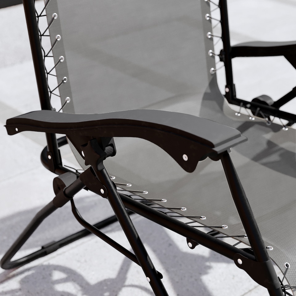 image 1 of Garden Vida Set of 2 Foldable Outdoor Zero Gravity Chairs with Headrest Pillow - Grey