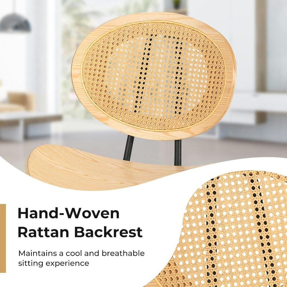 image 1 of COSTWAY Set of 2 Rattan Dining Chair Accent Armless Chairs Yellow