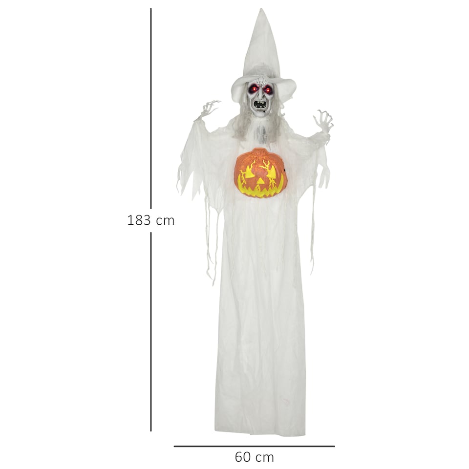 image 1 of HOMCOM Hanging Witch Prop Life Size with Sound and Motion Activated