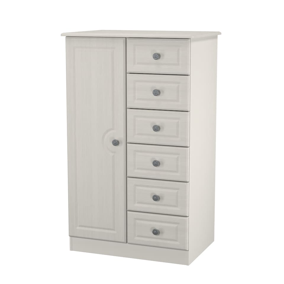 image 1 of Stirling 5 Drawer 1 Door Childrens Wardrobe in Grey Ash (Ready Assembled) | Grey | Grey Ash