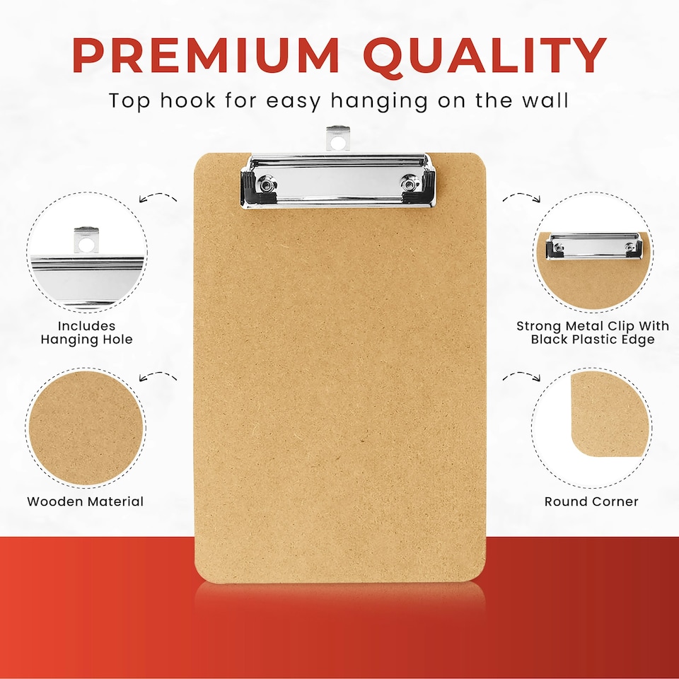 image 1 of Pack of 3 A5 Quality Wooden Clipboard with Hanging Hole