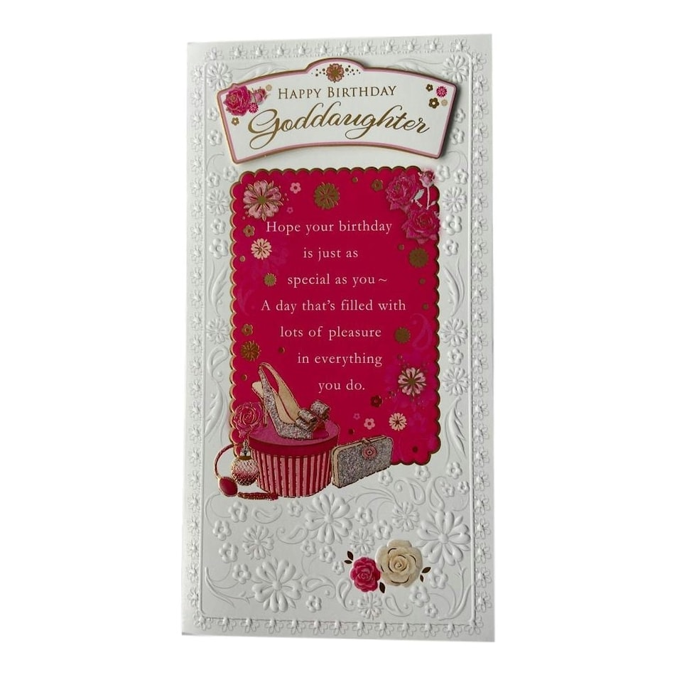 image 1 of Happy Birthday To Goddaughter Floral Design Soft Whispers Card