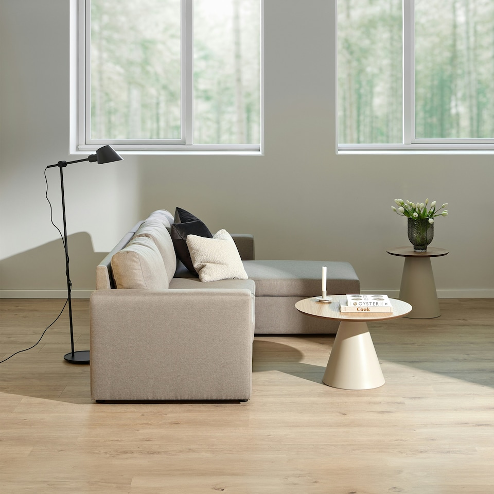 image 1 of Soli Low Round Coffee Table in Oak/Grey 65x43cm