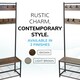 image 8 of House of Home Coat Rack Stand with Shoe Storage Bench 9 Hooks Rustic Light Brown Entrance Hall | Brown | Light Brown