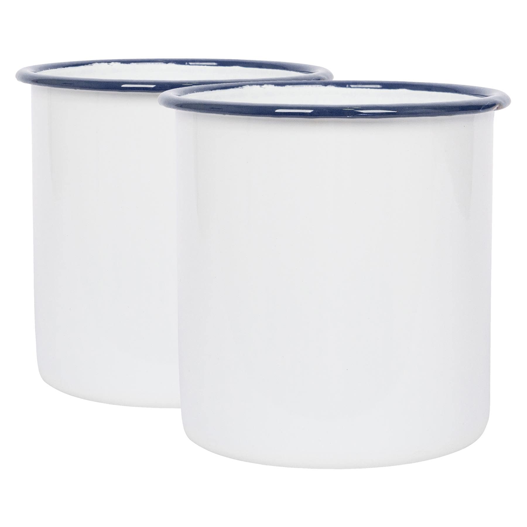 Argon Tableware White Enamel Utensil Holders - 15.5cm - Blue - Pack of 2