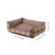 image 2 of Living and Home Linen Woven Pet Bed with Anti-Slip Bottom for Cats & Dogs | Brown | Brown Plaid | S