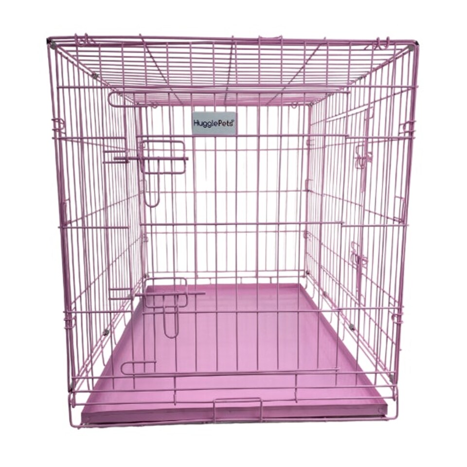 image 1 of Hugglepets Dog Cage Crate with Metal Tray | Silver | XS