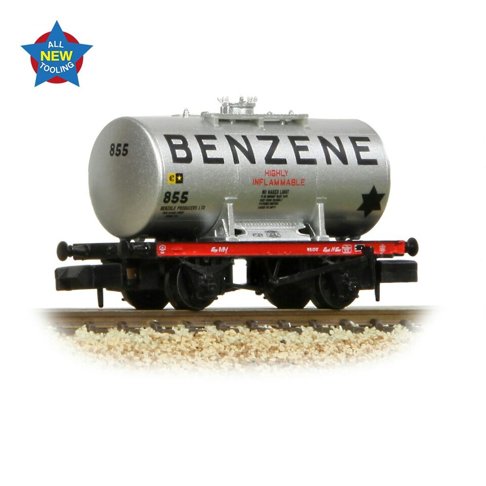 Graham Farish 14t Anchor-Mounted Tank Wagon Benzene Silver 855