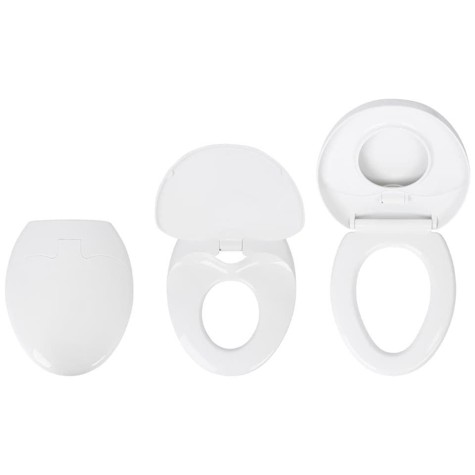 image 1 of Harbour Housewares Soft Close Family Toilet Seat - White | White | White