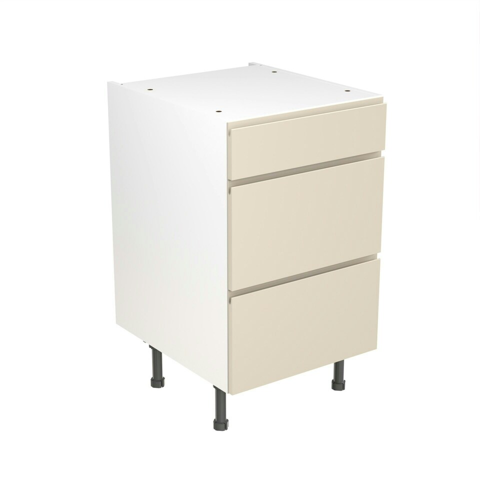 image 1 of 3 Drawer Base Unit 500mm w/ J-Pull Cabinet Door - Super Gloss Cashmere Cream | Super Gloss Cashmere