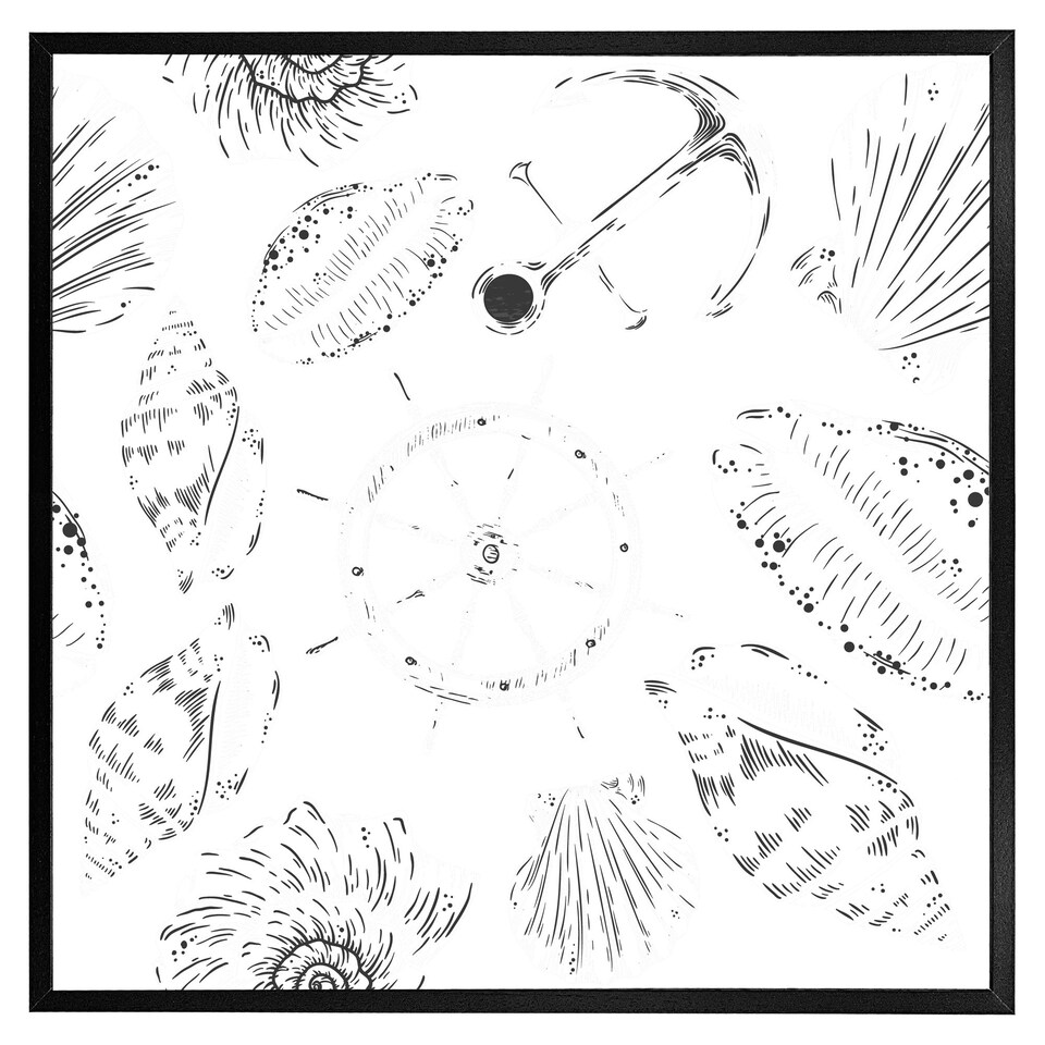image 1 of Drawn nautical elements (Picture Frame) White | M