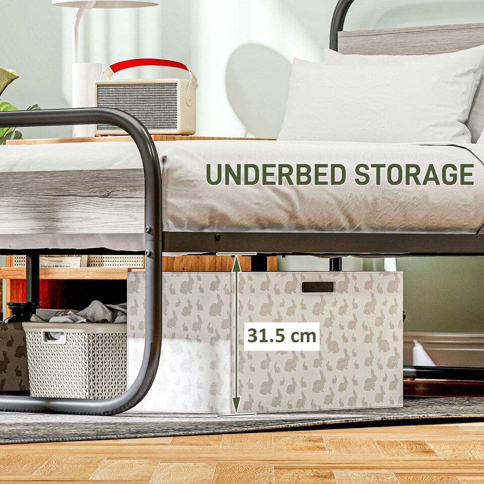 image 1 of HOMCOM 5ft Metal Platform King Size Bed Frame with Under Bed Storage
