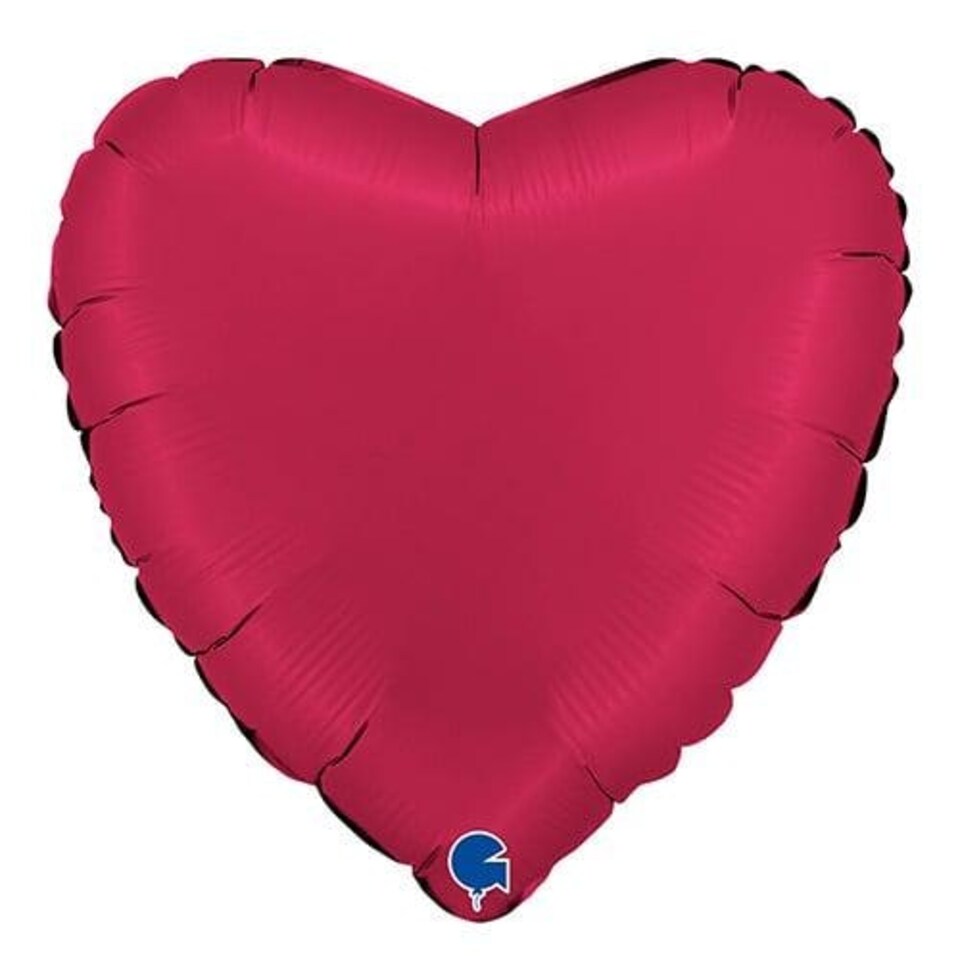 image 1 of Satin Cherry Red Heart Shape Foil Helium Balloon 46cm / 18 in