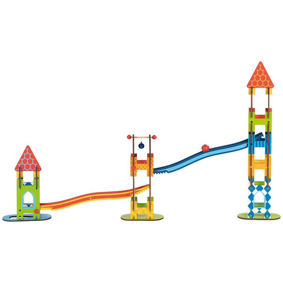 image 1 of Goki Knight's Castle Wooden 79 Piece Ball Track