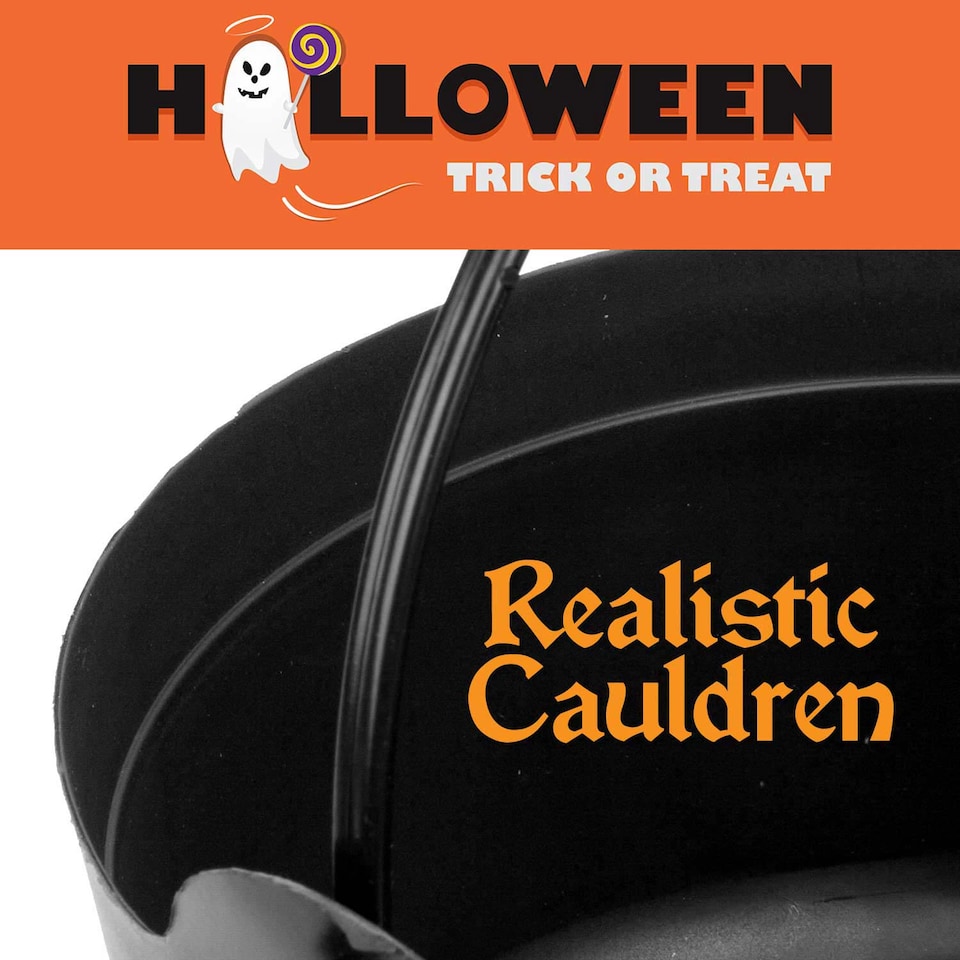 image 1 of VFM e-Store Halloween Cauldron Candy Bucket, Black 23 cm