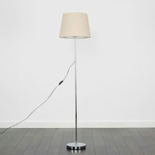ValueLights Charlie Chrome Floor Lamp Cream Taper Shade & Bulb 