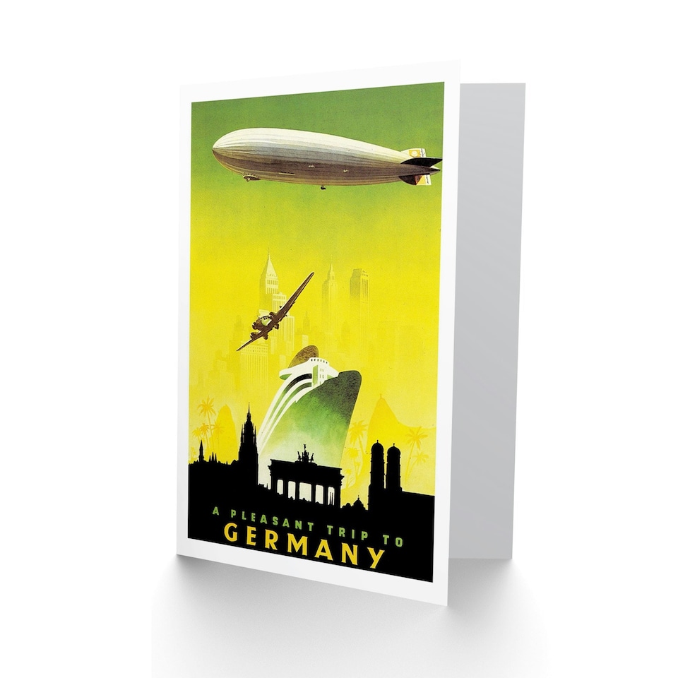 image 1 of Travel Germany Boat Airship Zeppelin Plane Goodbye Card