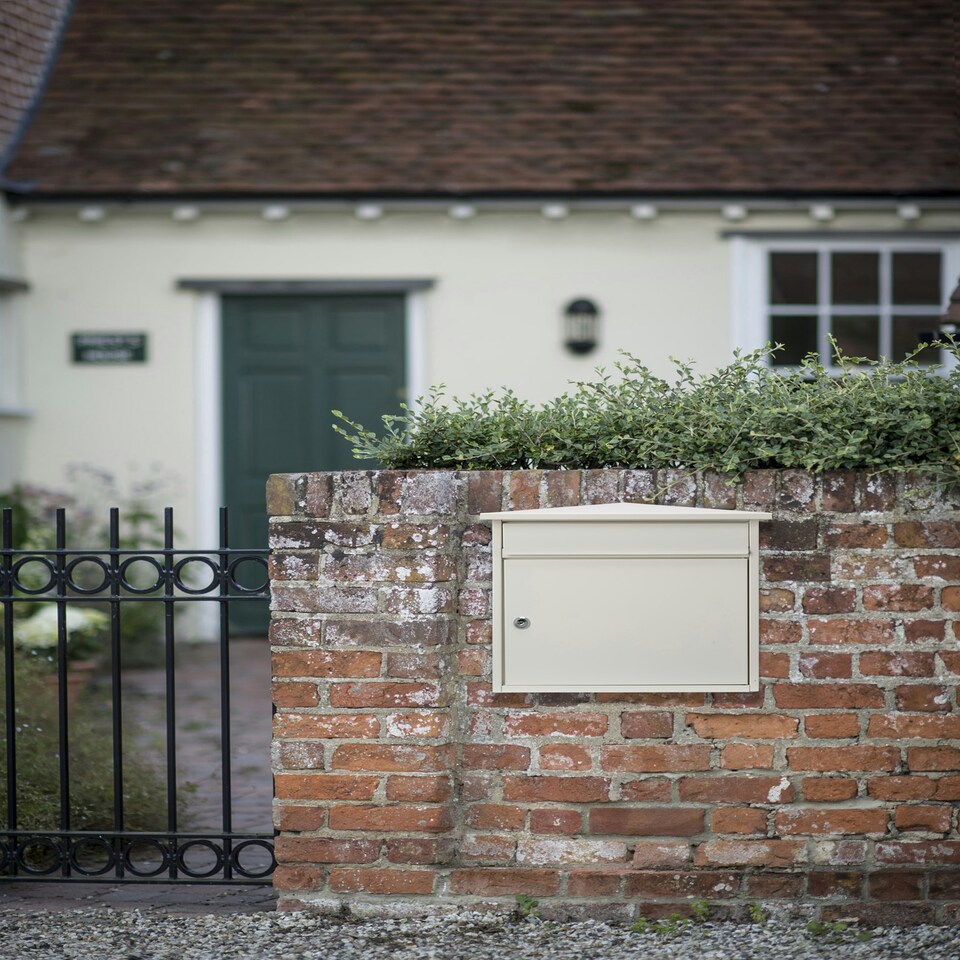 image 1 of Burg-Wachter Mersey Large Wall Mounted Galvanised Steel Post Box - 36x35x20cm White
