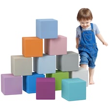 HOMCOM 12 PCs Soft Play Blocks Soft Foam Toy Blue | Blue | Blue