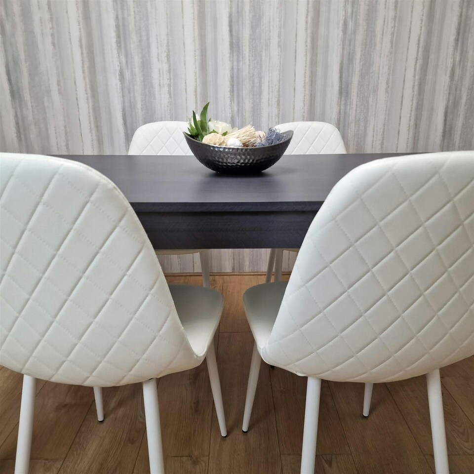 image 1 of Dining Table Set with 4 Chairs Dining Room, Kitchen table set of 4 Grey
