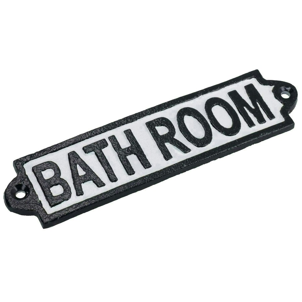 image 1 of Bathroom Cast Iron Sign Plaque Door Wall House Home Gate Post Hotel Toilet