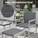 image 3 of Outsunny 5-Pieces Rattan Patio set with Acacia Wood Top Coffee Table | Grey | Grey | 1
