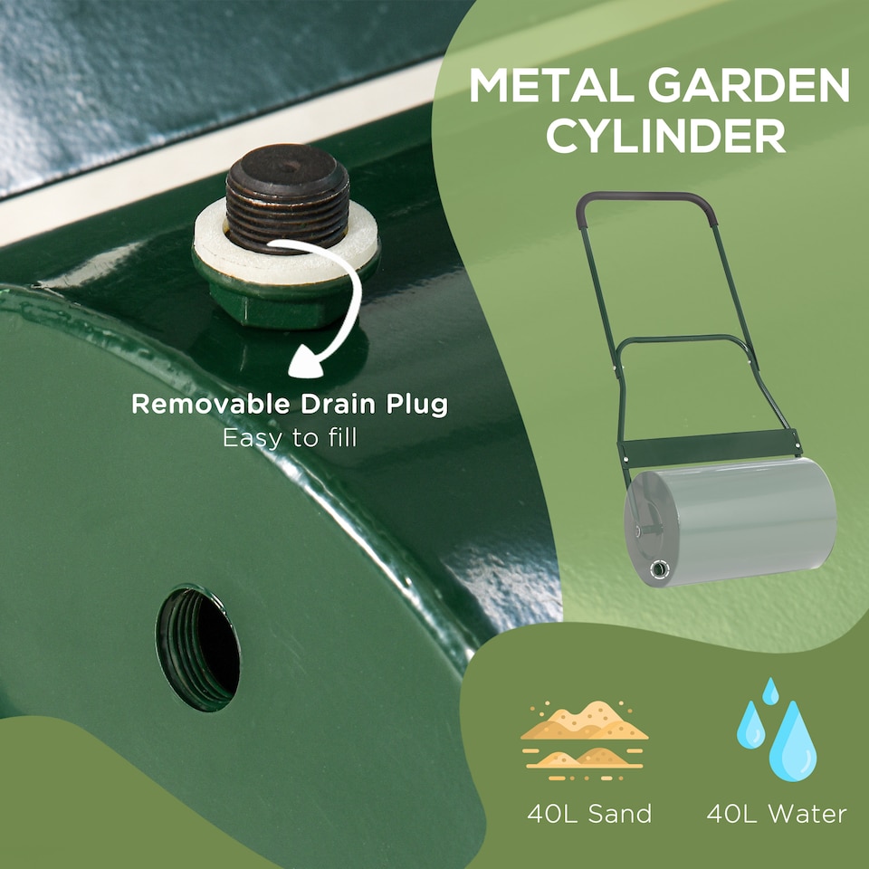 image 1 of Outsunny 40L Lawn Roller Grass Ground Garden Push  Tow Landscaping Erasing Sod