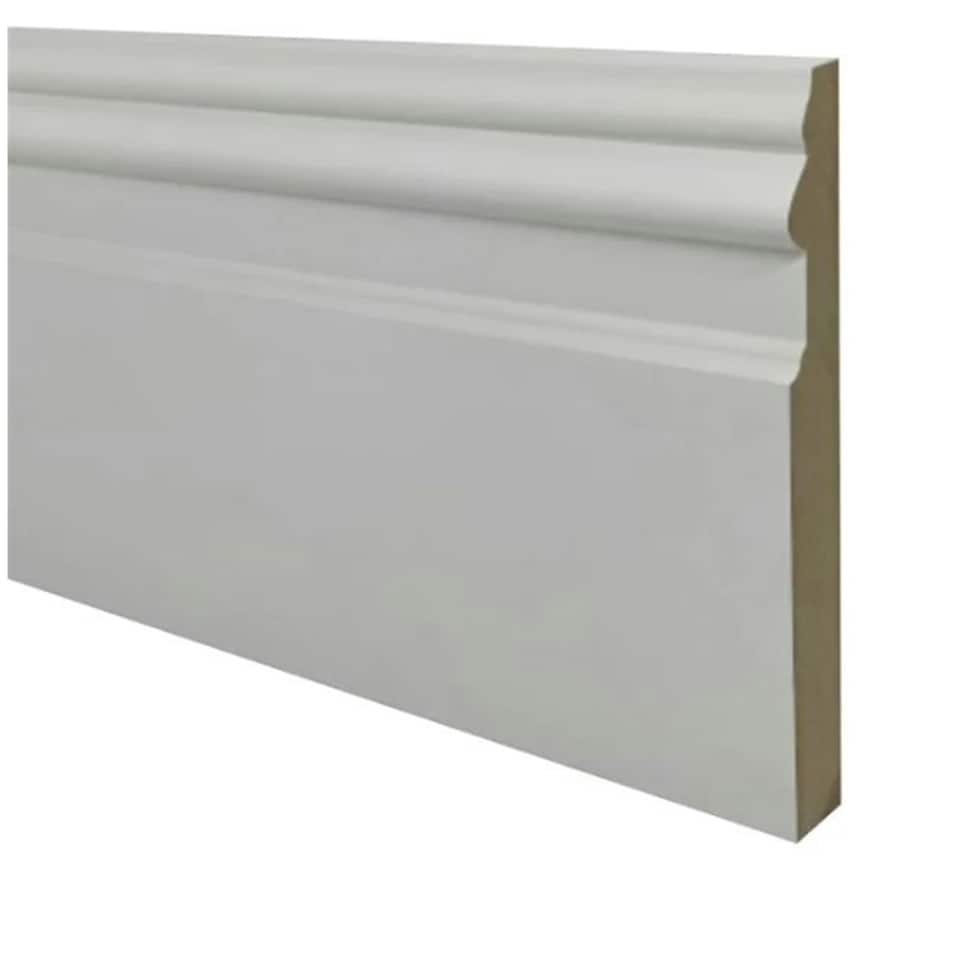 image 1 of PACK OF 5 (Total 5 Units) - 25mm x 194mm White Primed Victorian MDF Skirting Board - 4200mm Length