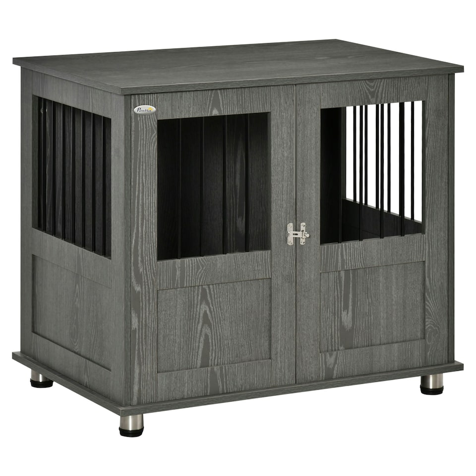 image 1 of PawHut Dog Crate Kennel Cage for Small Medium Dog, Indoor End Table, Grey