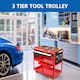 image 4 of 3-Tier Heavy Duty Tool Trolley Cart with Drawer Roller Cabinet for Garage & Workshop