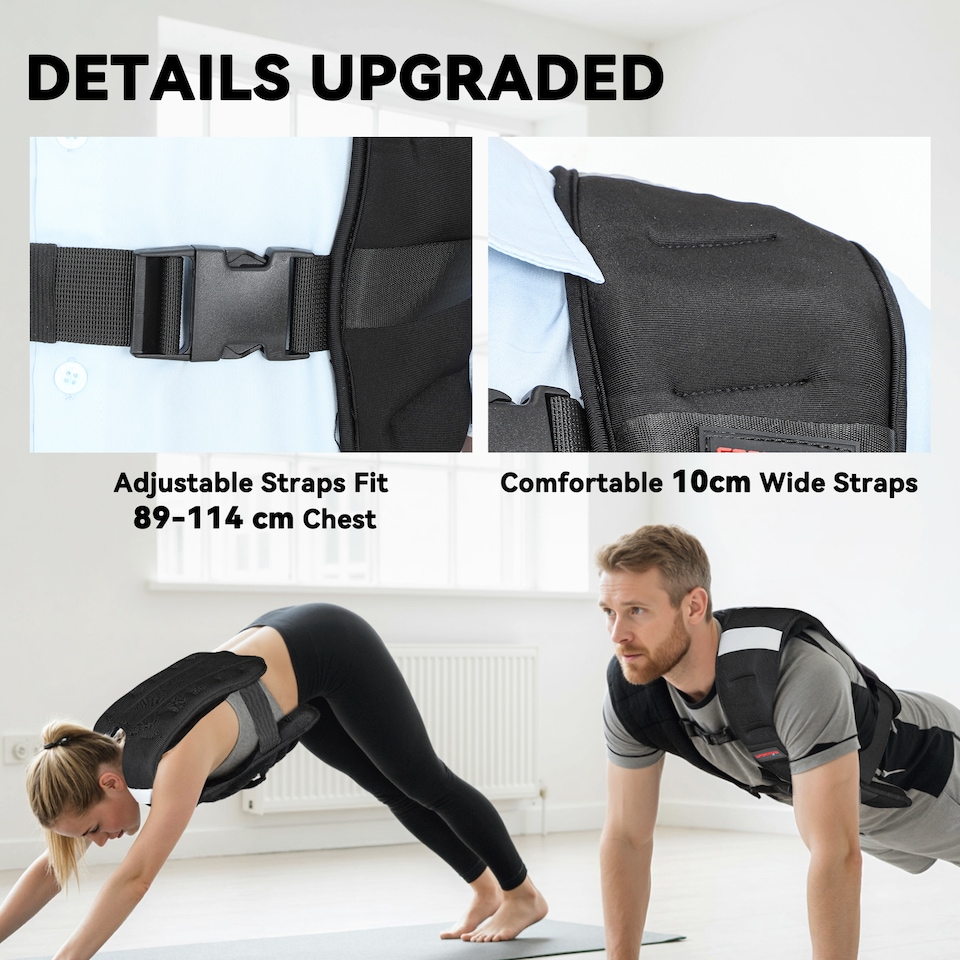 image 1 of SPORTNOW 10kg Weighted Vest with Adjustable Straps and Reflective Strips | Black