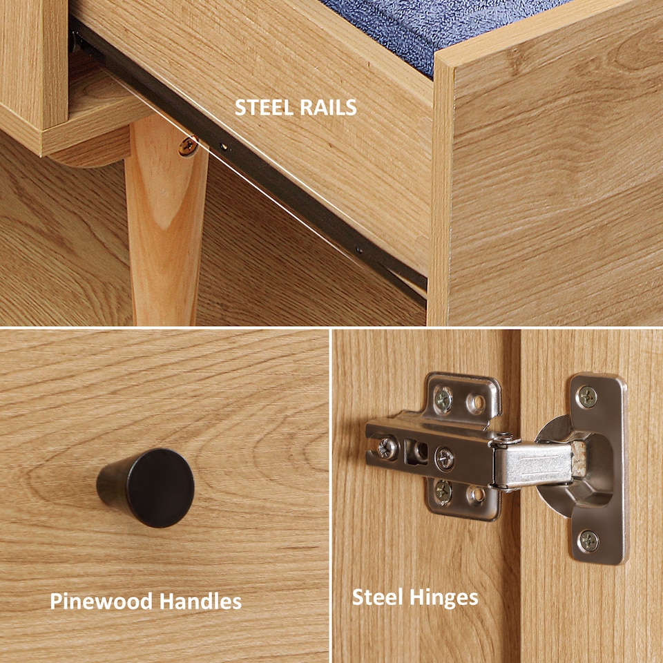 image 1 of HOMCOM 2 Door Wardrobe with 2 Drawers, Hanging Rail, Anti-tipping Design for Bedroom Clothes Storage Organiser, Natural Wood Colour