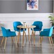 image 7 of Set of 2 Eden Modern Dining Chairs, Faux Leather Padded Cushion & Solid Wooden Legs Blue