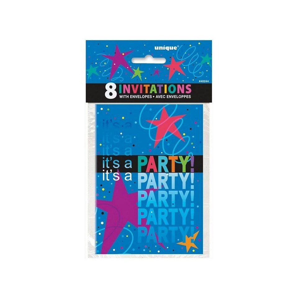 image 1 of Unique Party Cosmic Birthday Invitations (Pack of 8) - Blue - One Size