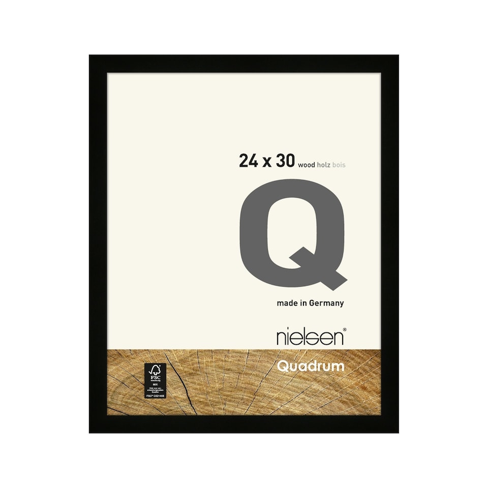 image 1 of Nielsen Quadrum Wooden Picture Frame - Real Glass - Black - 24cm x 30cm